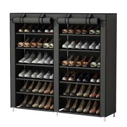HLD Shoe Rack Portable Storage Free Standing Shoe Organizer With Non-Woven Fabric Cover, Grey