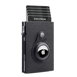 NAVOR Airtag Wallet Men Smart Wallet Slim Minimalist Rfid Front Pocket Wallet With Airtag Holder Metal Money Card Holder (Airtag Not Included)