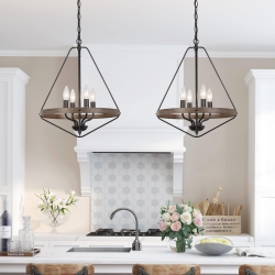 LNC Modern Farmhouse 4-Light Lantern Cage Candle Chandelier for Dining Room