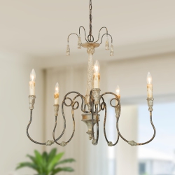 LNC Farmhouse 5-Light Distressed Wood French Country Chandelier for Dining Room