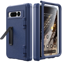 HLD Google Pixel Fold Case, [Hinge Protection], Built-In Tempered Glass Screen Protector \w Foldable Kickstand, Heavy Duty Full Body Rugged