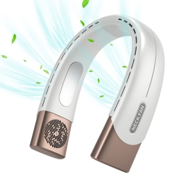 HLD Personal Neck Fan, Hand Free Bladeless Rechargeable Bladeless Fan 5 Speeds With 3500 Man Battery for Indoor & Outdoor (White)