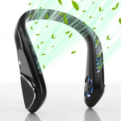 HLD Bladeless Neck Fan - 6000Mah Portable Personal Fan, Hands-Free Battery Operated Fans USB Rechargeable (Black)