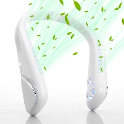 HLD Bladeless Neck Fan - 6000Mah Portable Personal Fan, Hands-Free Battery Operated Fans USB Rechargeable (White)