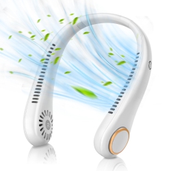 HLD Portable Neck Fan, Hands Free Bladeless Fan, 360°Cooling Personal Fan \w 3 Speeds Adjustment, Rechargeable Battery Powered Type-C Wearable Fan
