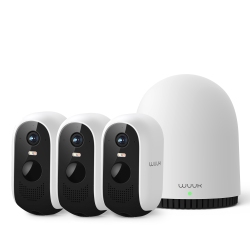 WUUK Security Cameras Wireless Outdoor 2K-Only Bestbuy, 3 Cams Kit, 32GB Homebase Support Up to 8 Cams, No Monthly Fee, 2.4/5 Ghz Wifi, Compatible