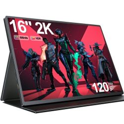 UPERFECT 16" Portable Gaming Monitor 120Hz 2K Qhd for Ps5, Xbox, Nintendo Switch, HDr Freesync