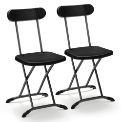 COSTWAY 2-Pack Folding Chair With Metal Curved Feet Wide Seat & Ergonomic Backrest Black/white