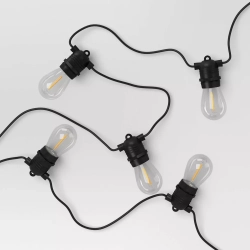 SMITH & HAWKEN Drop Socket Solar Led String Lights With Edison Bulbs Wire In Black