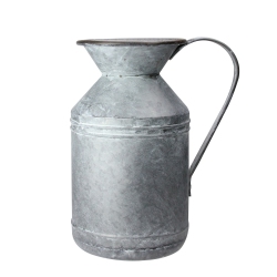 RAZ 13" Rustic Galvanized Decorative Metal Pitcher Vase