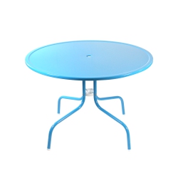 NORTHLIGHT 39.25-Inch Outdoor Retro Metal Tulip Dining Table In Sky Blue
