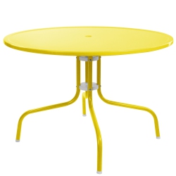 NORTHLIGHT 39.25-Inch Outdoor Retro Metal Tulip Dining Table In Yellow