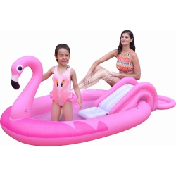 POOL CENTRAL 83" Inflatable Flamingo Kiddie Pool With Sprayer In Pink