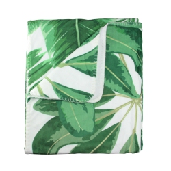 NORTHLIGHT White And Tropical Leaves Plush Fleece Throw Blanket 50" X 60" In Green