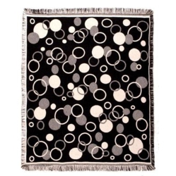 SIMPLY HOME Cobalt And White Circle Afghan Throw Blanket 50" X 60" In Blue