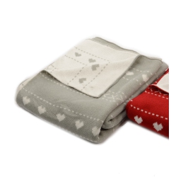 KAEMINGK Alpine Chic Light Gray With Heart Pattern Knitted Throw Blanket 50" X 60" In White