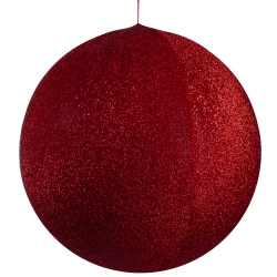 NORTHLIGHT Inflatable Tinsel Commercial Christmas Ball Ornament Outdoor Decoration - 27.5" - In Red
