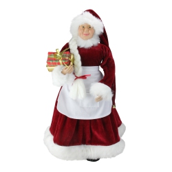 NORTHLIGHT 24" Traditional Mrs Claus With Braided Hair And Gifts Christmas Figure