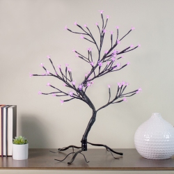NORTHLIGHT Pre-Lit Japanese Sakura Blossom Flower Artificial Tree - 25" - And Purple Led Lights In Pink
