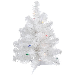 NORTHLIGHT Pre-Lit Artificial Christmas Tree - 18" - - Multicolor Lights In White