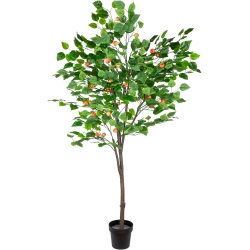 NORTHLIGHT 6.5' Large Artificial Apple Tree In Pot In Black