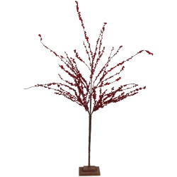 NORTHLIGHT 50" Artificial Berry Christmas Twig Tree With Square Stand, Unlit In Red