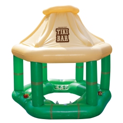 SWIM CENTRAL 7.5' Cream And Tropical Inflatable Swimming Pool Floating Tiki Bar In Green