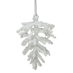 NORTHLIGHT 5" And Silver Glitter Pine Cone Christmas Ornament In White