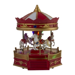 NORTHLIGHT Led Lighted Animated And Musical Carousel Christmas Village Display - 9.25