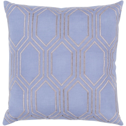 TIWARI HOME 18" Denim And Gray Geometric Square Throw Pillow Cover In Blue