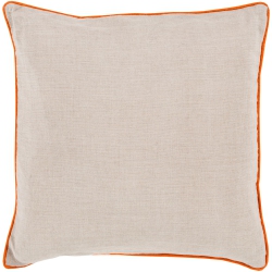 TIWARI HOME 22" Ivory And Fire Solid Square Throw Pillow Cover In Orange