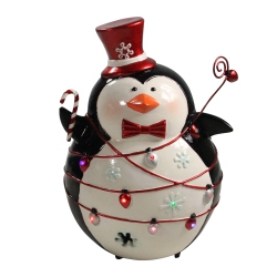 NORTHLIGHT 14" Black And Penguin Led Lighted Christmas Decor In White