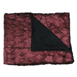 NORTHLIGHT Burgundy And Plush And Velvety Faux Fur Throw Blanket 50" X 60" In Black