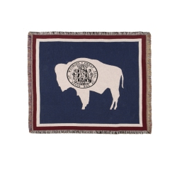 SIMPLY HOME Wyoming State Flag Tapestry Throw Blanket With Fringe - 50" X 60