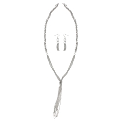 DECEMBER DIAMONDS Set Of Silvertone Chain Link And Crystal Dangling Jewelry Necklace And Earrings In Multicolor