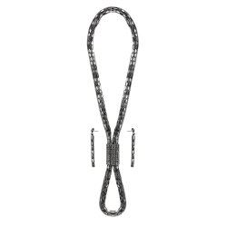 CC HOME FURNISHINGS Set Of Jet Silvertone Chain Mail With Crystal Pendant Long Necklace And Earrings In Multicolor