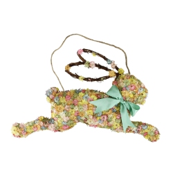 RAZ 18.5" Running Pastel Floral Bunny Rabbit Spring Door Hanger