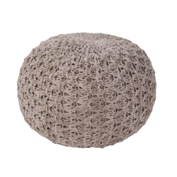 DIVA AT HOME 20" Fossil Textured Solid Pattern Spherical Cotton Pouf Ottoman In Gray