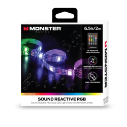 MONSTER Mlb7-1054-Blk Led 6.5 Ft Indoor Light Strip, Sound Reactive USB-Powered