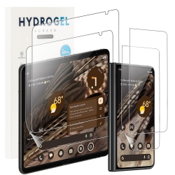 HLD Screen Protector for Google Pixel Fold 5G, [2+2 Pack] Flexible Soft Tpu Full Coverage 3D Curved Edge Elastic Screen Protector Cover HD Clear