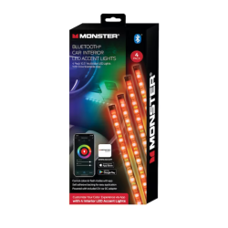 MONSTER Mlb7-1089-RGB 4Pack Bluetooth Car Interior Led Accent Light