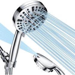 HLD Shower Head \w Hose, Shower Head \w Handheld, 8 Spray Settings + 2 Power Jet Modes Shower Head, Detachable High Pressure Shower Head \w