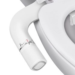 HLD Ultra-Slim Bidet, Non-Electric Dual Nozzle (Frontal & Rear Wash) Bidet Attachment for Toilet \w Metal Inlet, Fresh Water Pressure Adjustable
