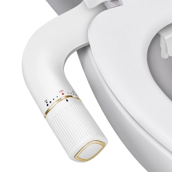 HLD Ultra-Slim Bidet, Non-Electric Dual Nozzle (Frontal & Rear Wash) Bidet Attachment for Toilet \w Metal Inlet, Fresh Water Pressure Adjustable
