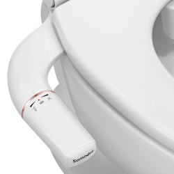 HLD Samodra Ultra-Slim Bidet, Minimalist Bidet for Toilet \w Non-Electric Dual Nozzle (Frontal & Rear Wash) Adjustable Water Pressure, Fresh Water
