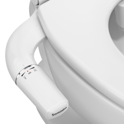 HLD Samodra Ultra-Slim Bidet, Minimalist Bidet for Toilet \w Non-Electric Dual Nozzle (Frontal & Rear Wash) Adjustable Water Pressure, Fresh Water
