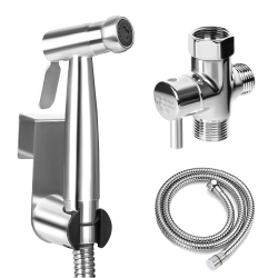 HLD Handheld Bidet Sprayer for Toilet-Toilet Bidet Sprayer \w Adjustable Water Pressure Control, Stainless Steel Brushed Nickel Cloth Diaper Bidet