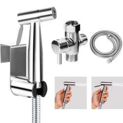 HLD Handheld Bidet Sprayer for Toilet-Toilet Bidet Sprayer \w Adjustable Water Pressure Control, Stainless Steel Brushed Nickel Cloth Diaper Bidet