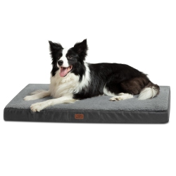 HLD Large Dog Bed for Large Dogs - Orthopedic Dog Beds \w Removable Washable Cover, Egg Crate Foam Pet Bed Mat, Suitable for Dogs Up to 75 Lbs, Dark
