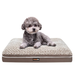 HLD Fluffy Dog Bed for Large Medium Small Dogs Bottom Anti-Slip, Upper \w Pp-Padding Washable, Dog Crate Kennel Pad Mat, Plush Soft Pet Beds Memory